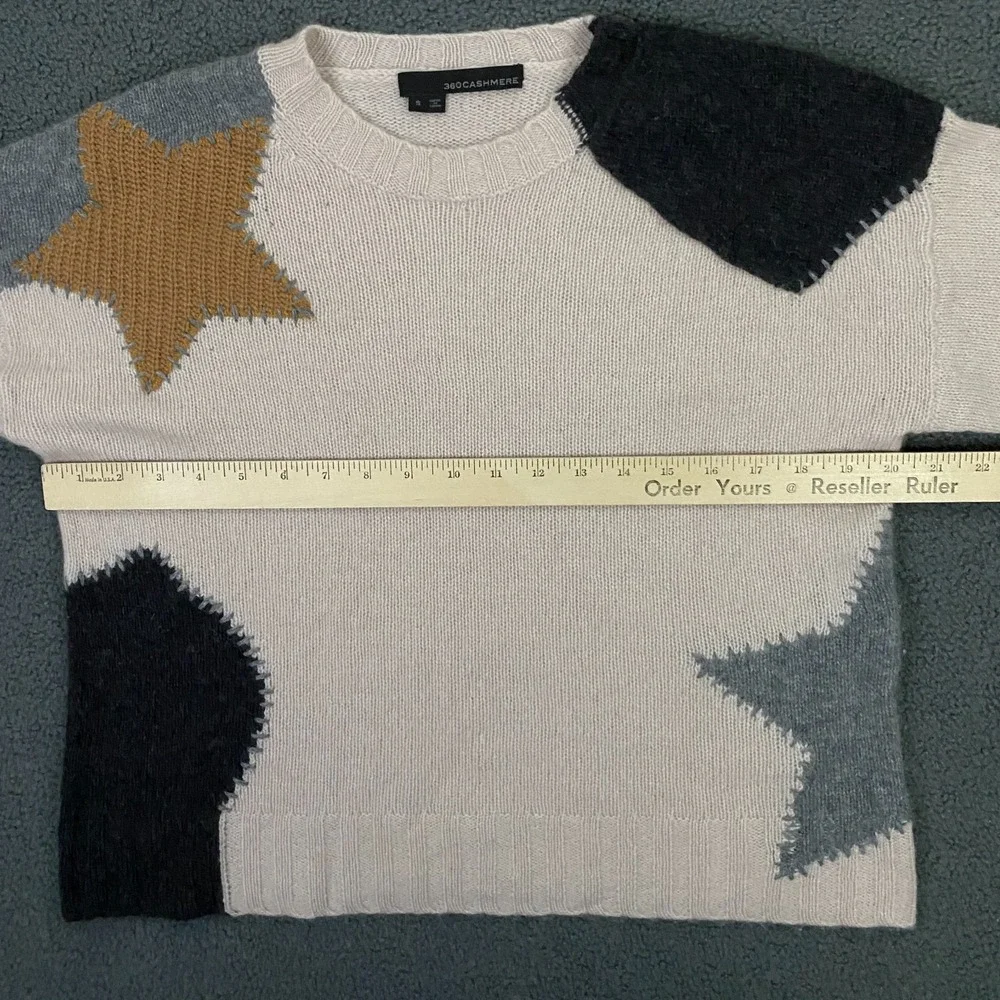 360 Cashmere Sweater Womens Small Patchwork Stitched Star Cropper Knit